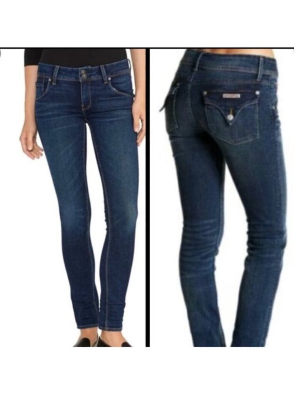 Hudson Collin Flap Skinny Jean Slim Zip Fly Blue Denim y2k Low Rise $228 Sz 26
